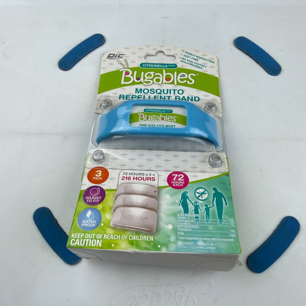PIC Bugables Citronella Plus Mosquito Repellent Band Blue 3 Pack 216 Hours Total